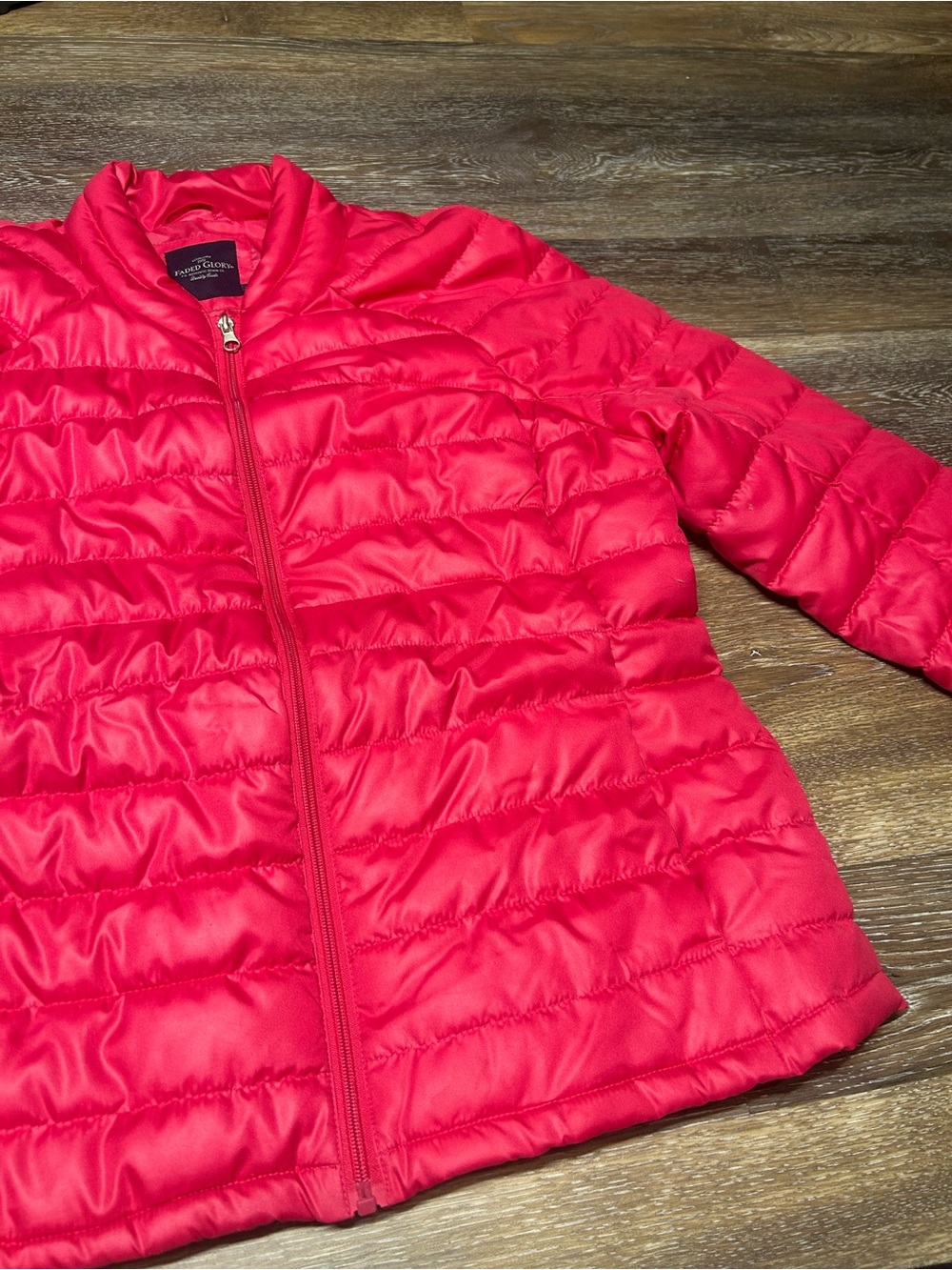 Faded Glory Hot Pink Puffer Jacket Size L 12-14